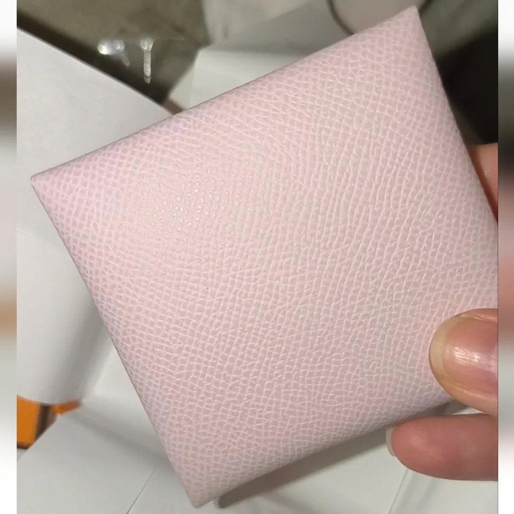 Hermes Bastia Change Purse In Epsom Calfskin Leather Mauve Pale
